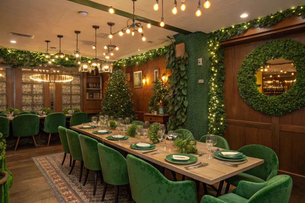 Fake green wall for dining room screen privacy