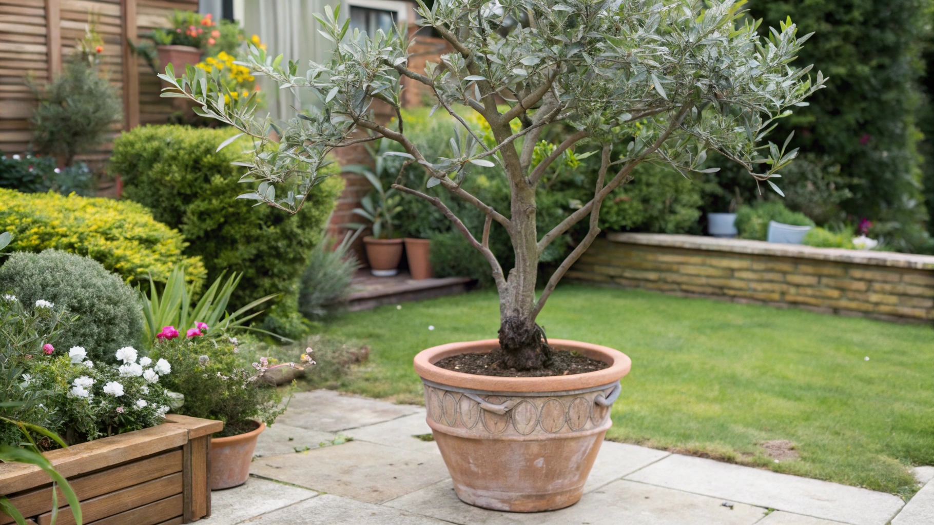 Most Realistic artificial Olive Tree plants in pot in the garden