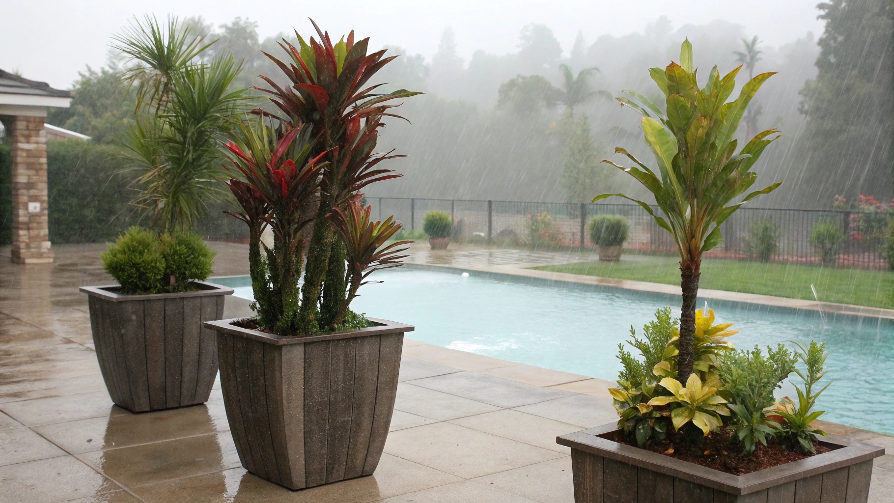 Artificial Plants for outdoor besides Swimming Pool