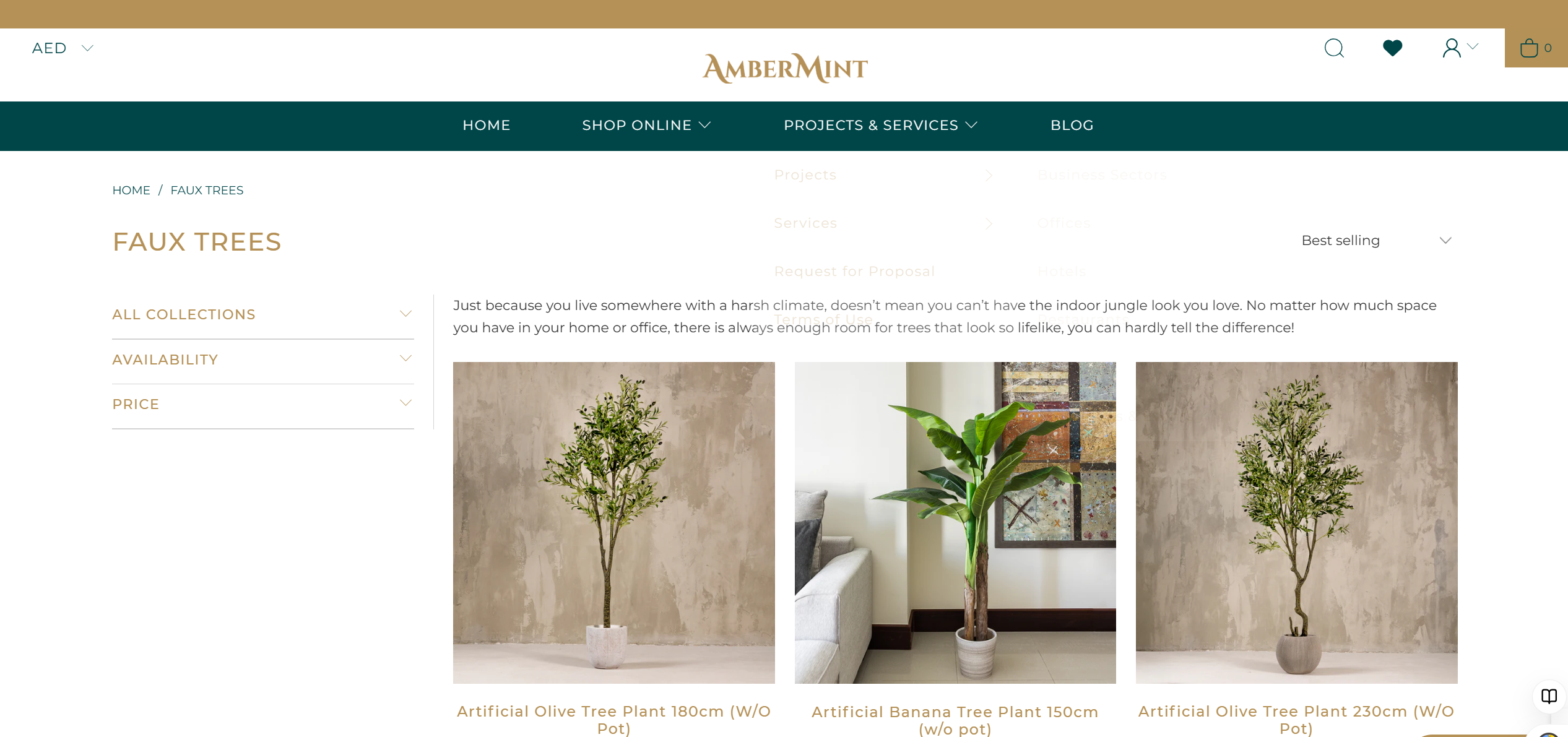 Top Company for Large Artificial Plants in the UAE-Ambermint