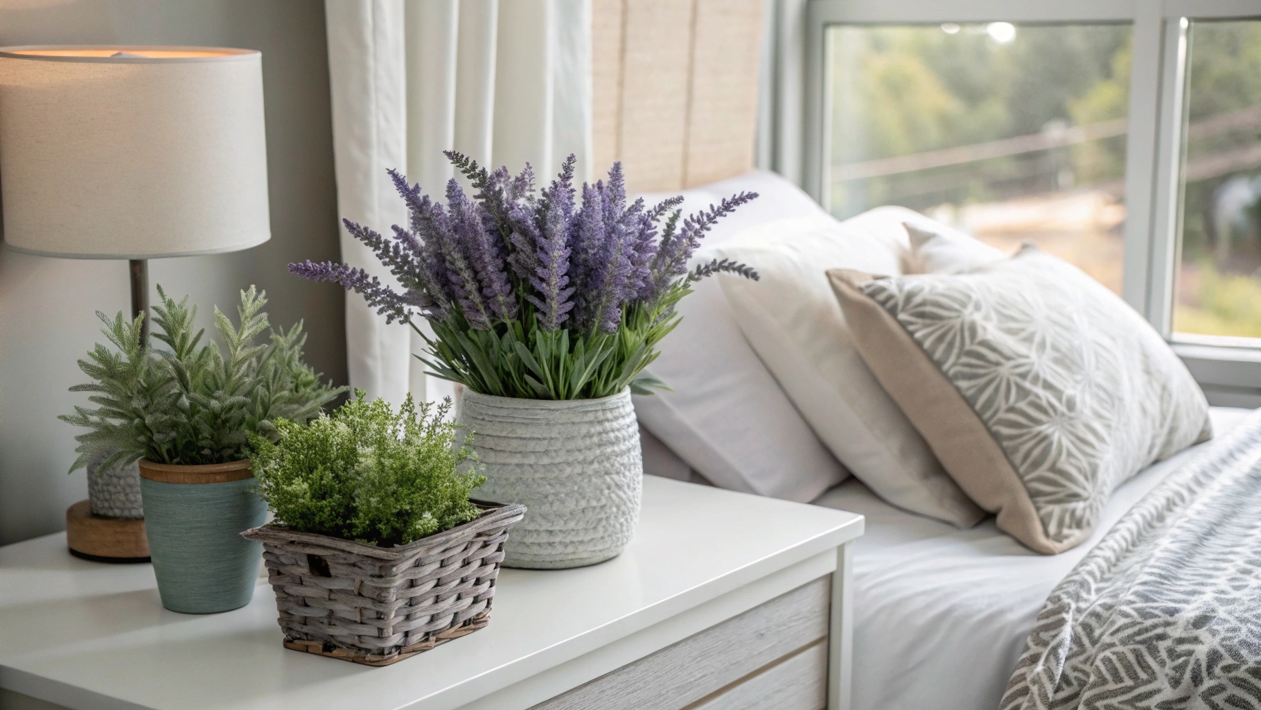 Artificial plants in the bedroom