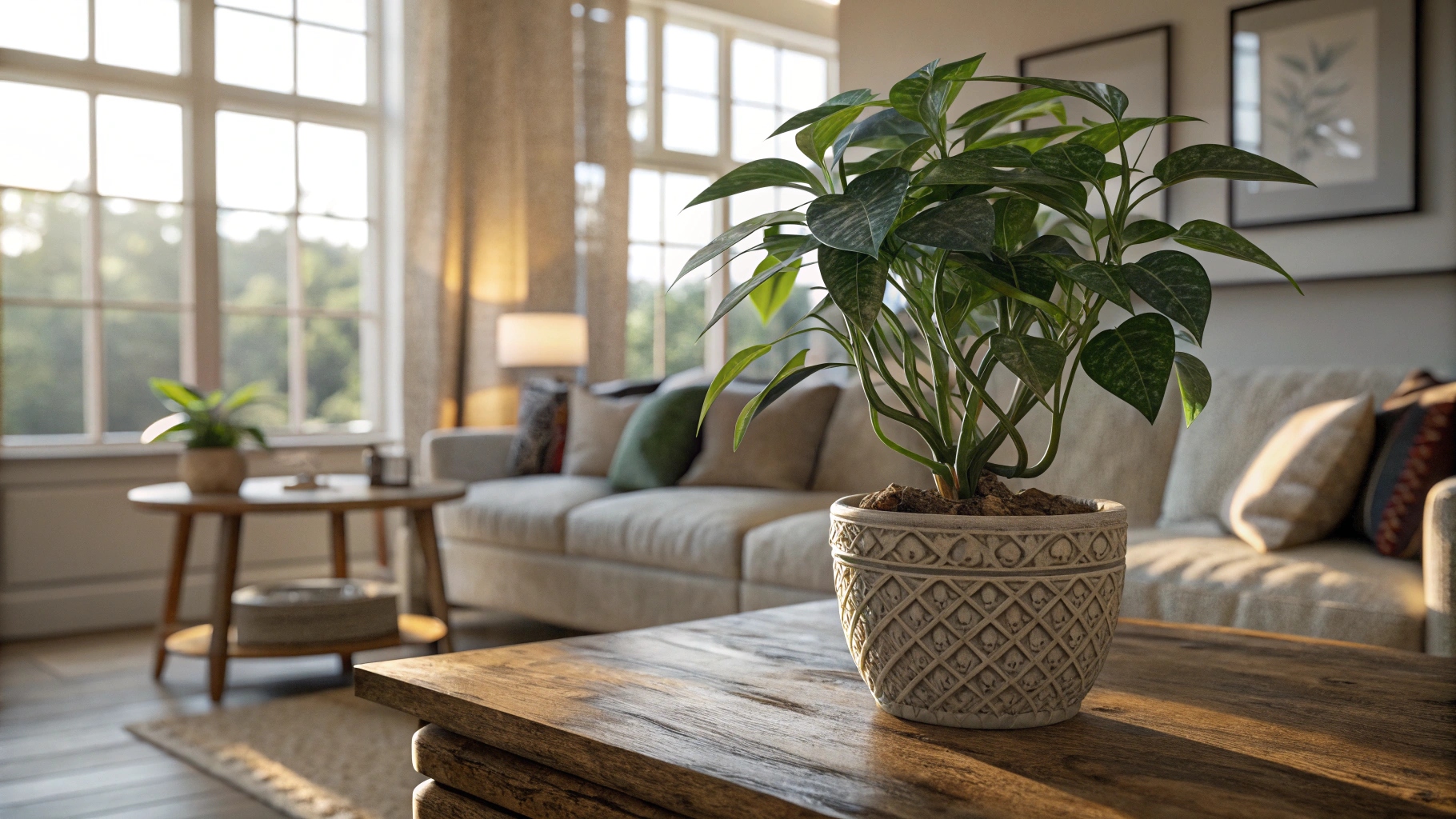 a lifelike plant in living room