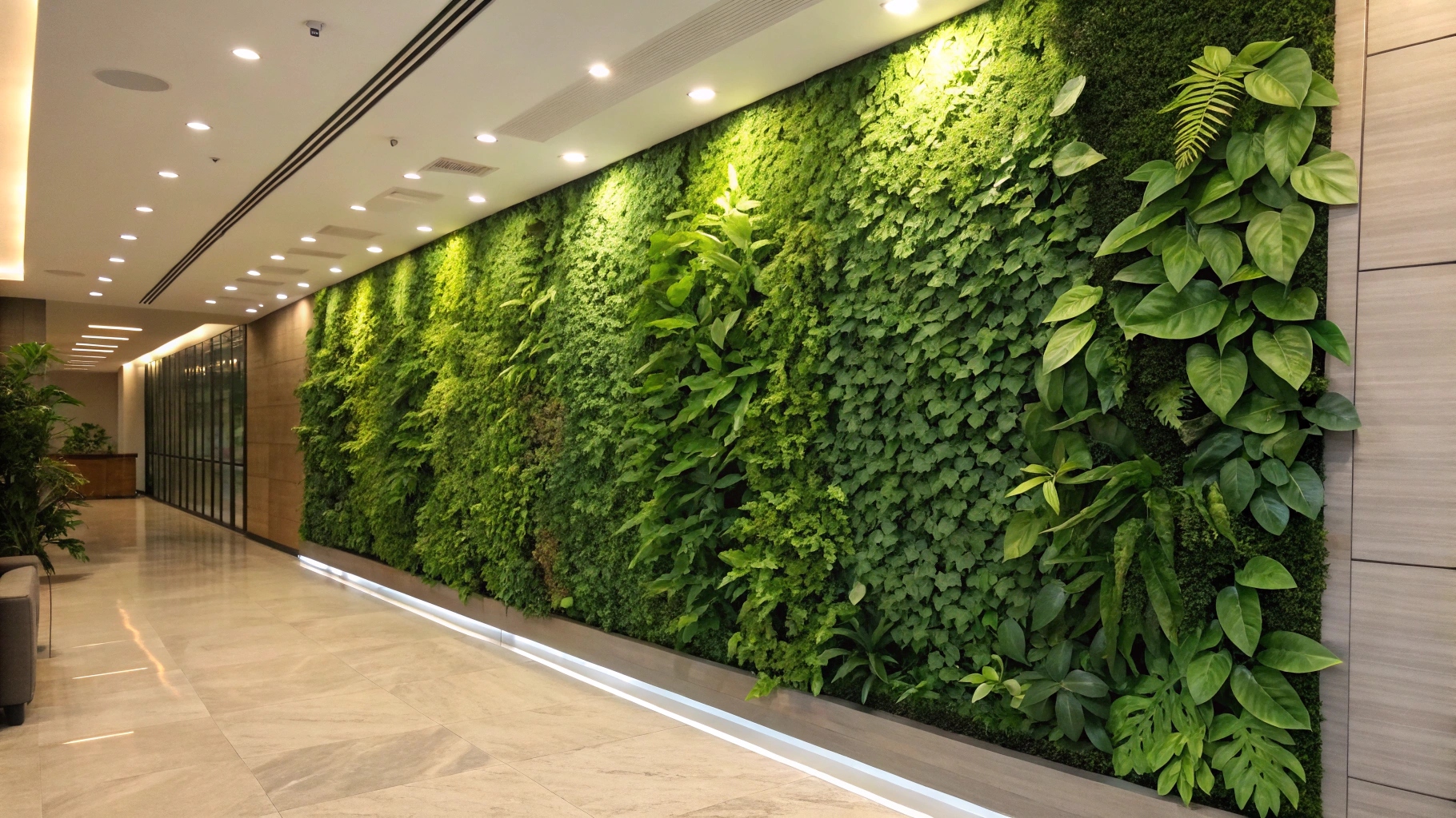 most realistic artificial green wall panel indoors