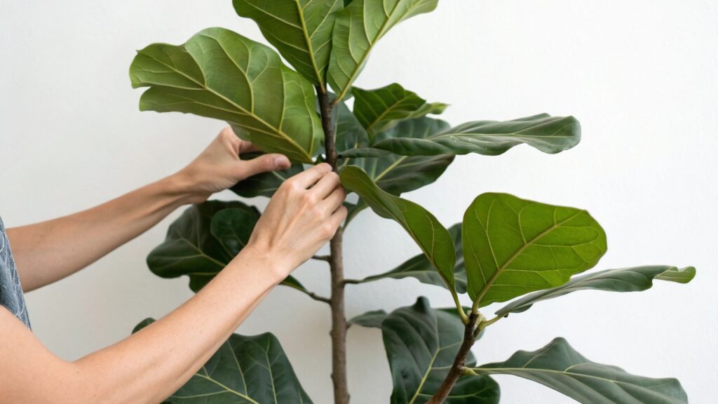 styling a faux fiddle leaf fig tree