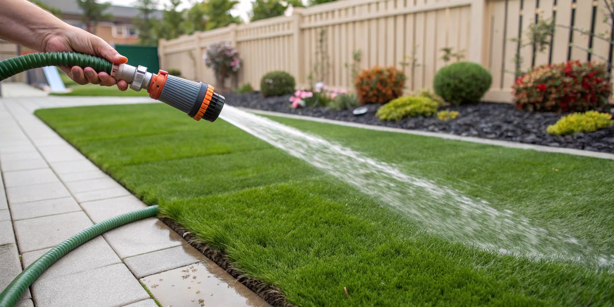 Wash the artificial turf