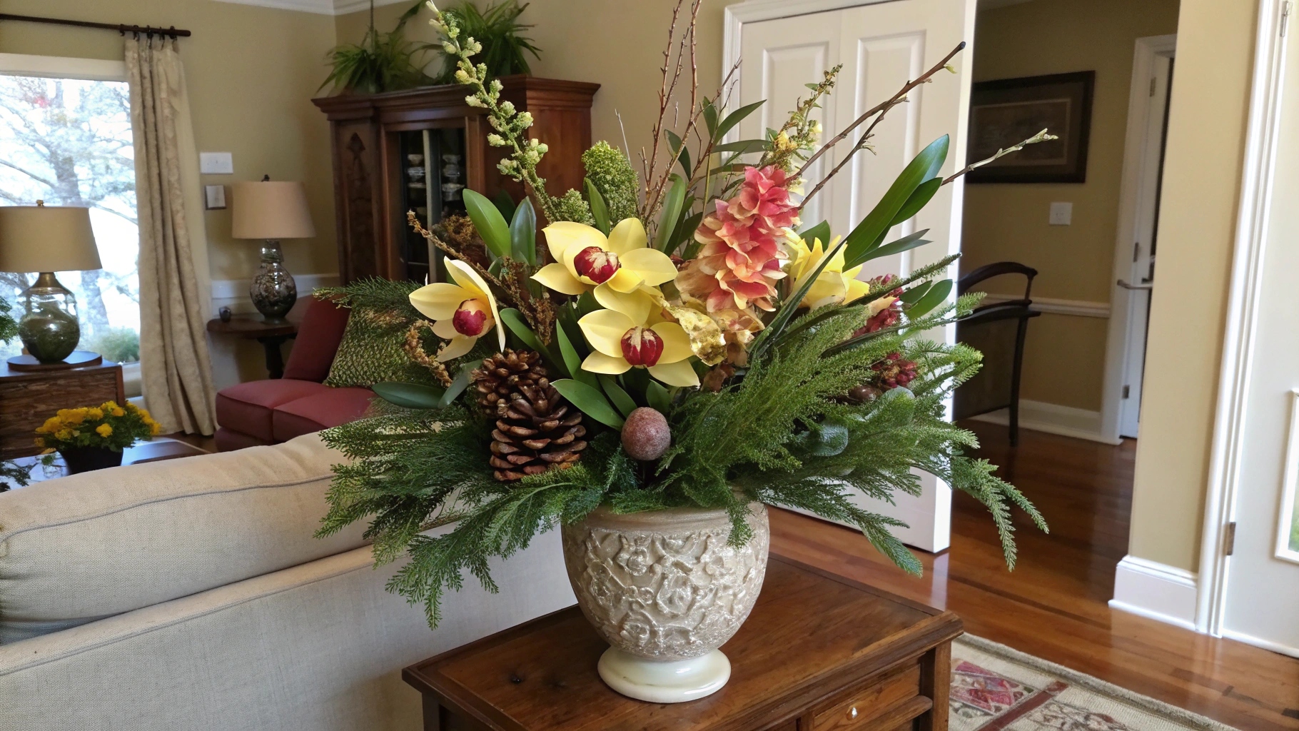 fake tropical orchids for home decor