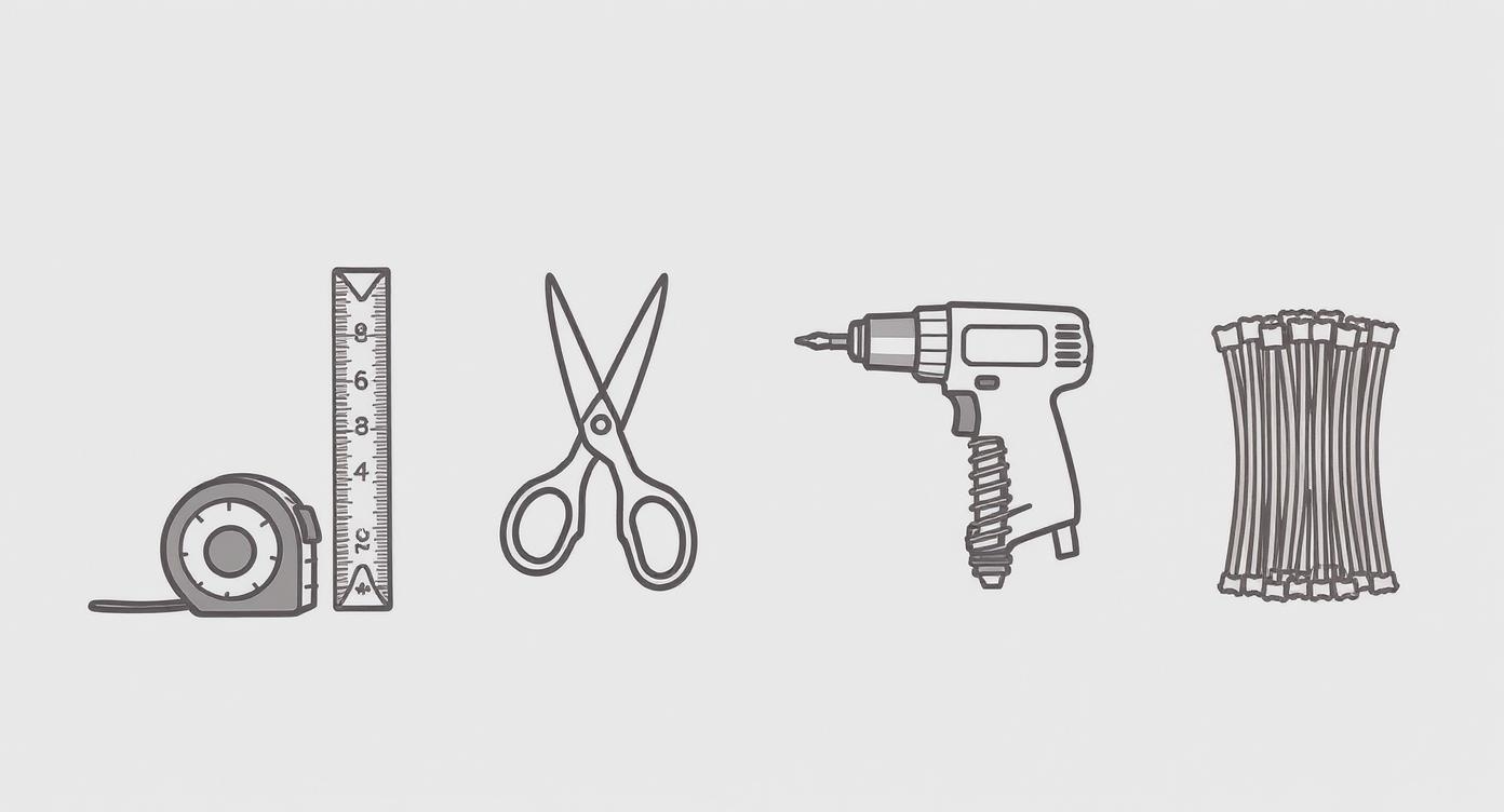 tools to install the fake green wall