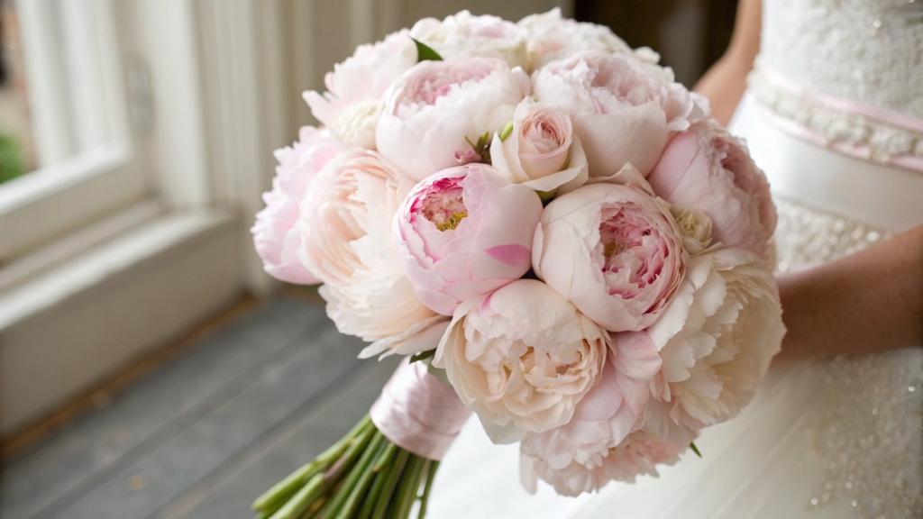 Romantic Blush Peonies wedding bouquets