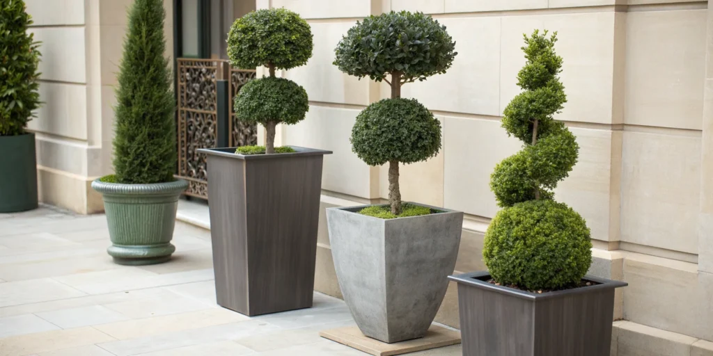 Faux_topiaries_paired_with_modern_planters