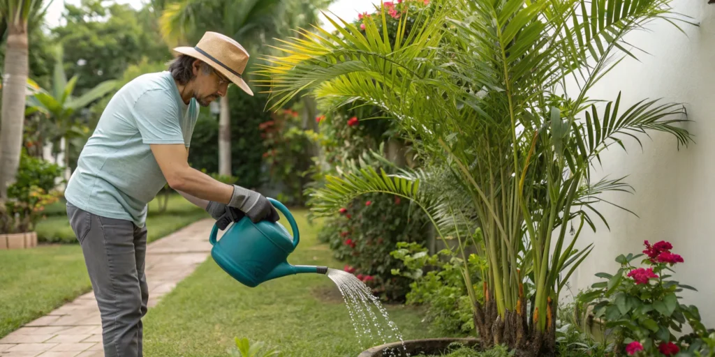 water_and_care_to_the_areca_palm