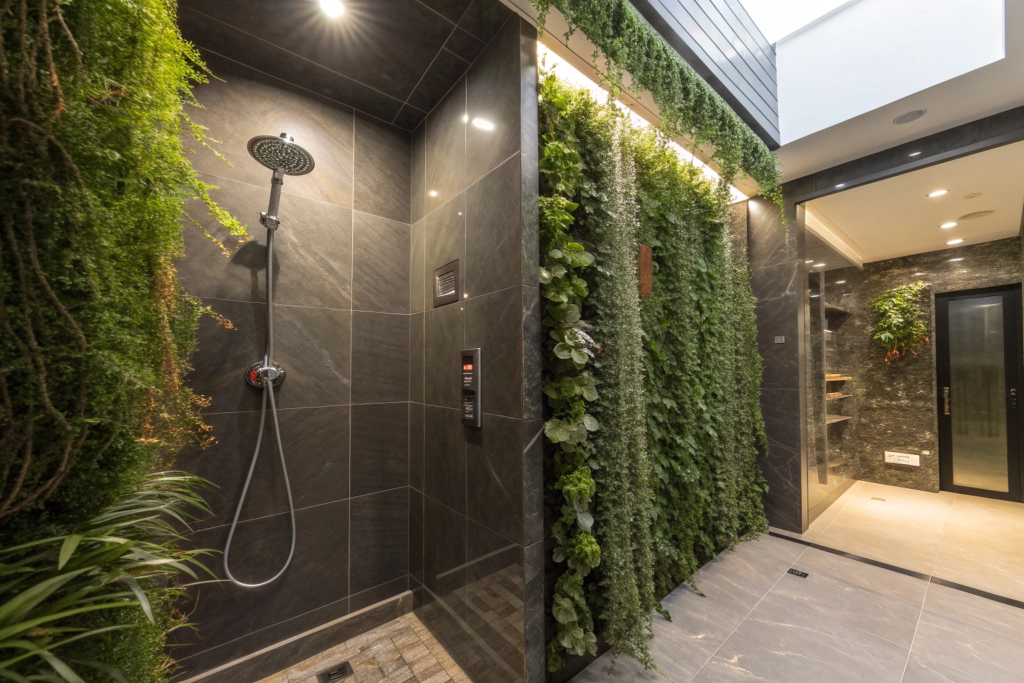 Fake green wall for bathroom