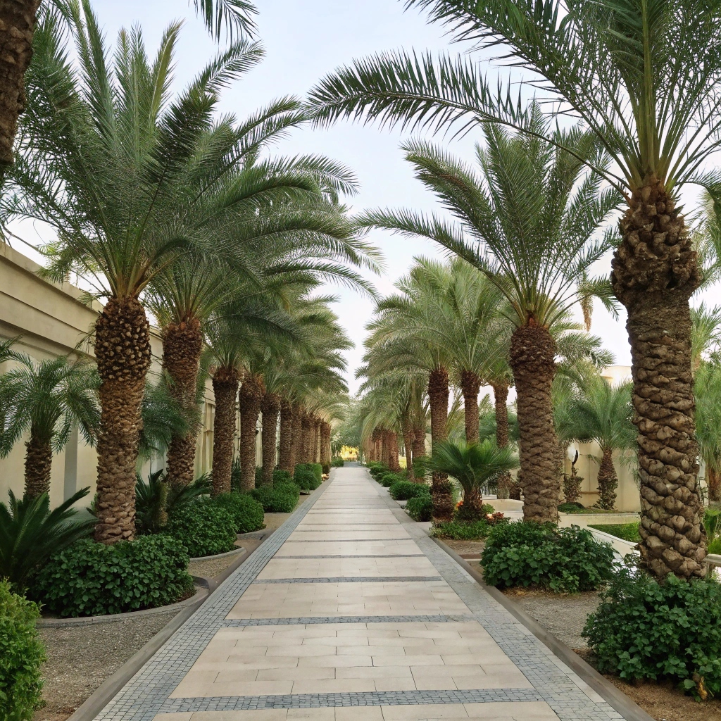 Line your walkways or driveway with artificial palm trees