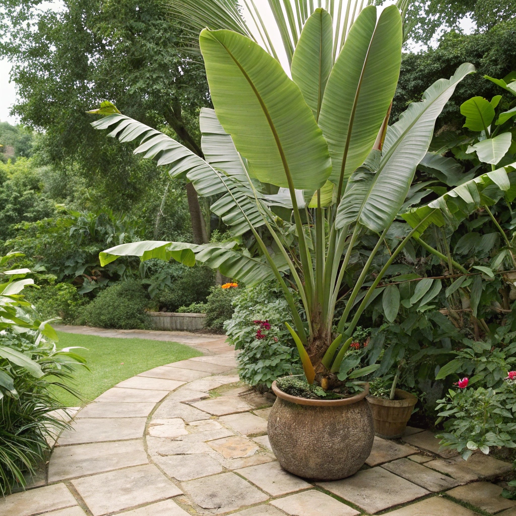 Traveler’s Palm placed outdoors