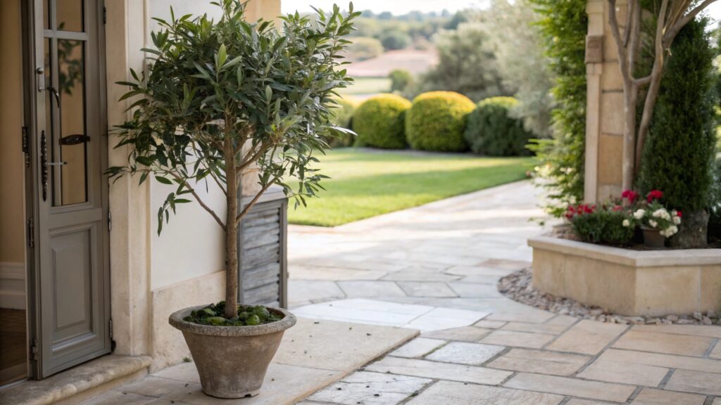 potted artificial olive tree outdoor