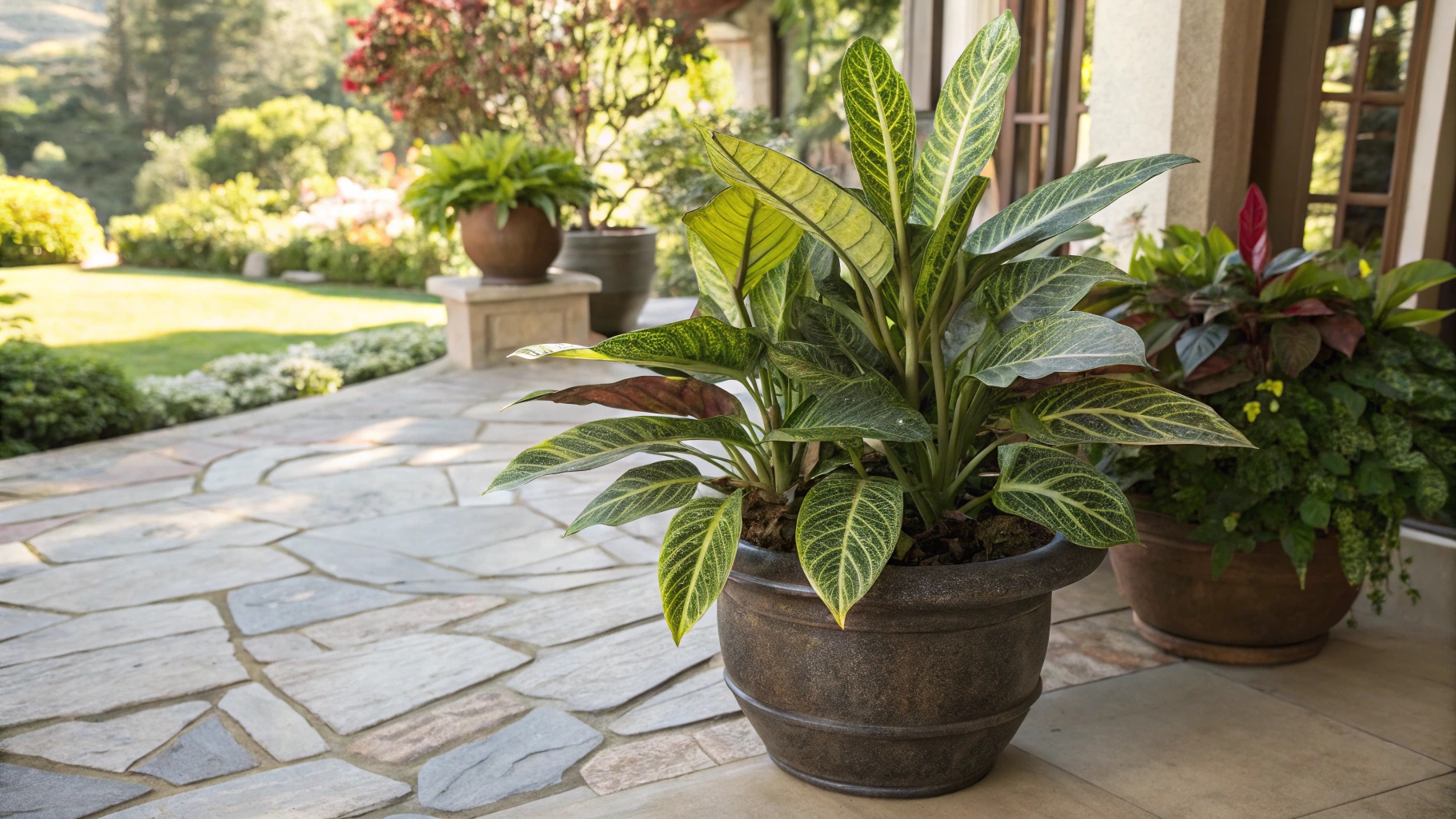 UV resistant decorative fake plants in pot outdoor