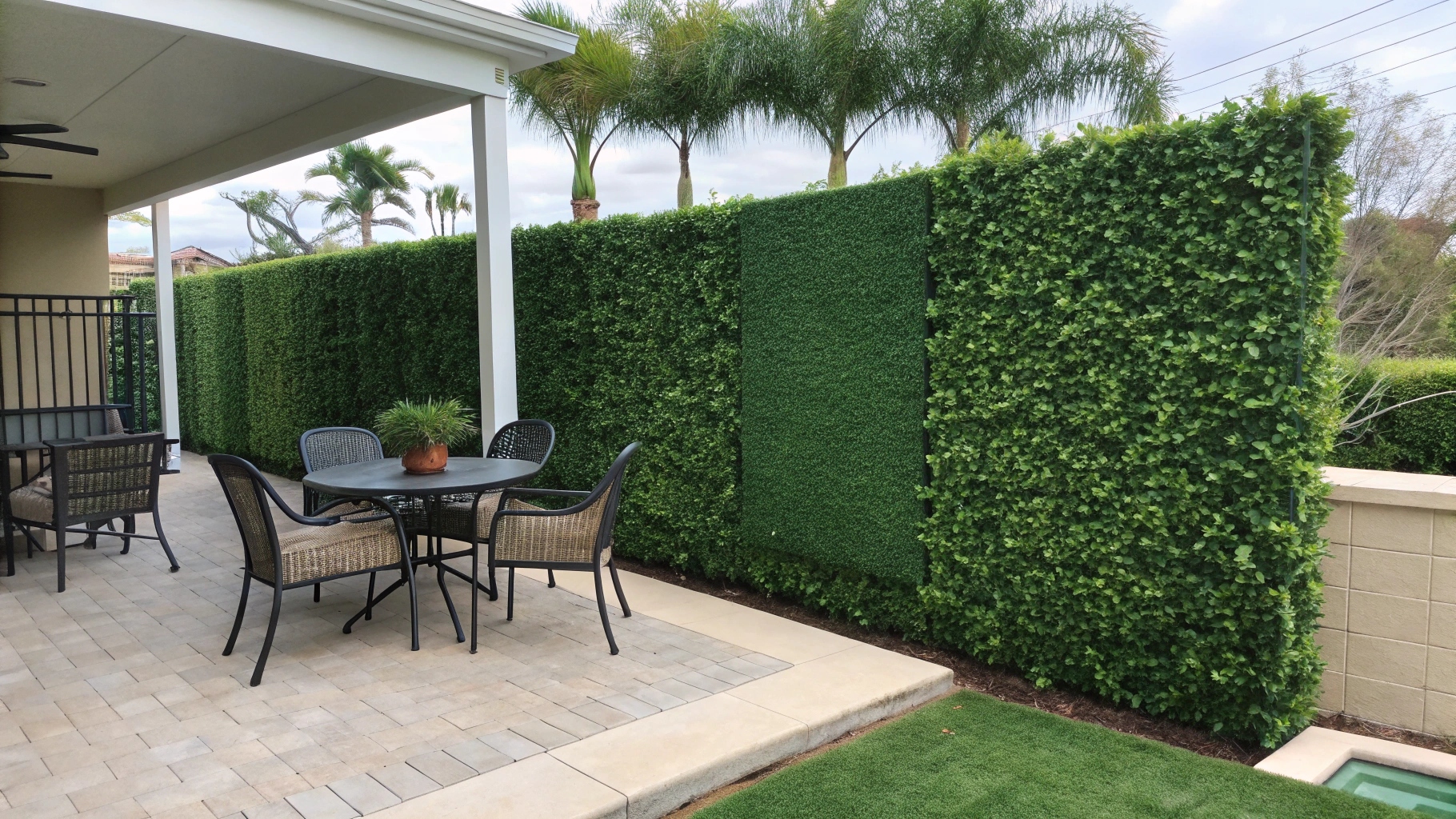 artificial green wall as privacy screens