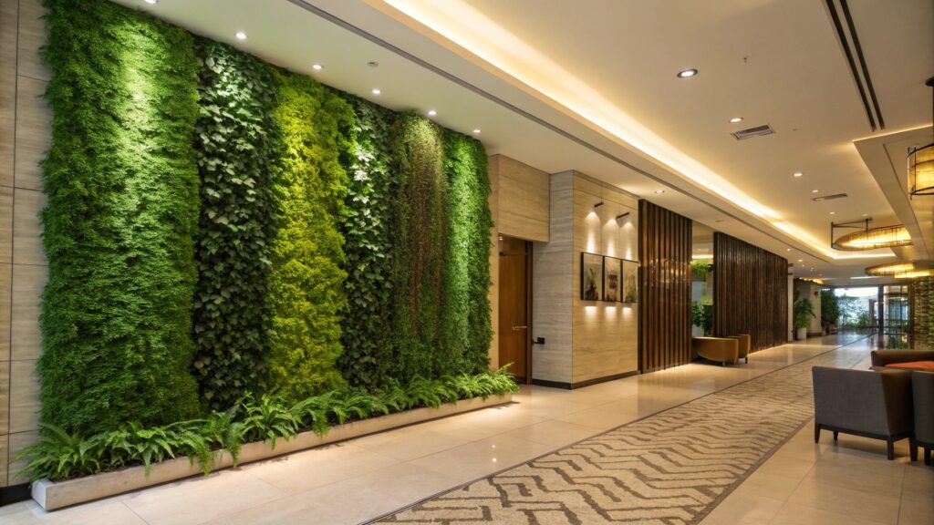 hotel with fake green Wall Indoor