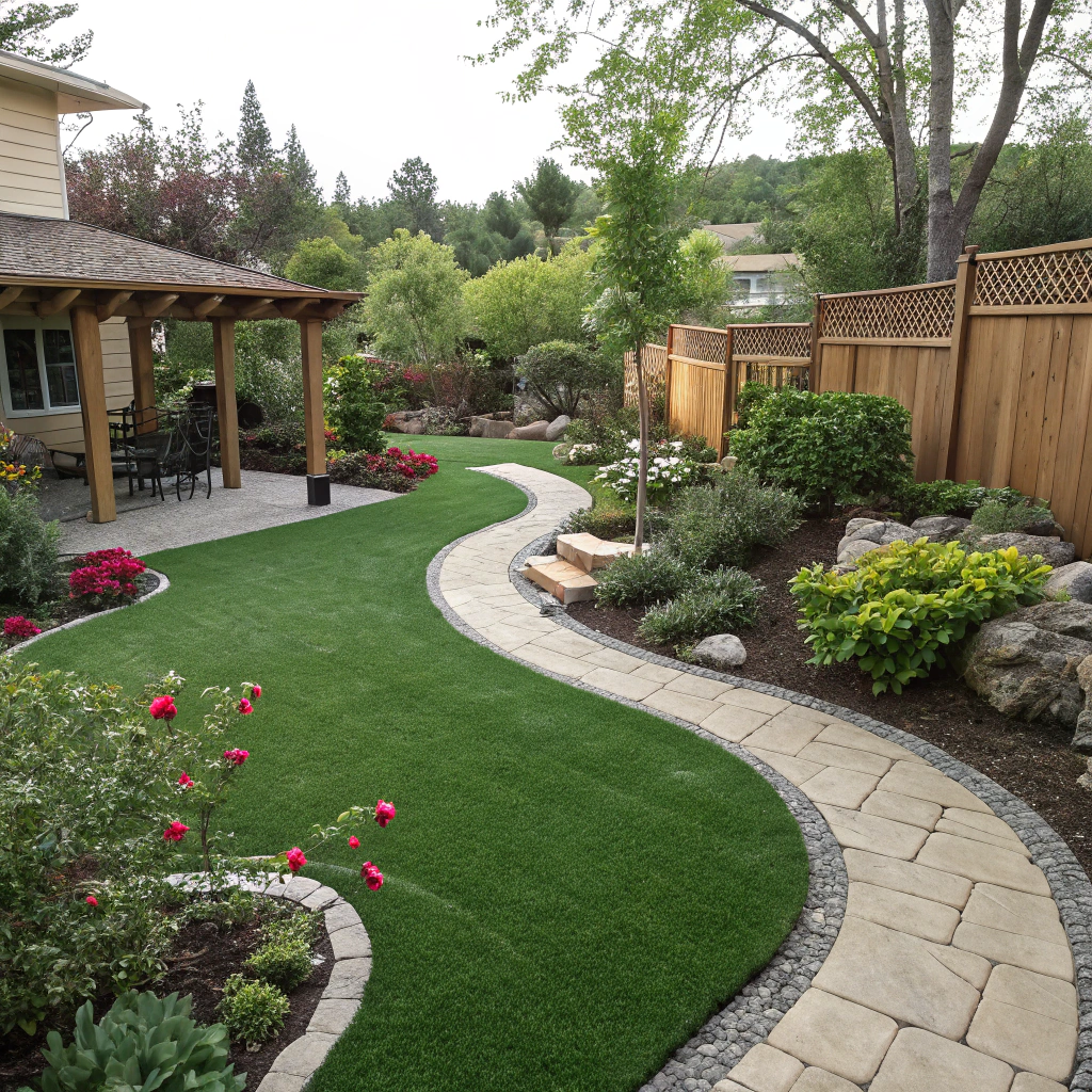 Lush Garden & Landscaping with fake grass