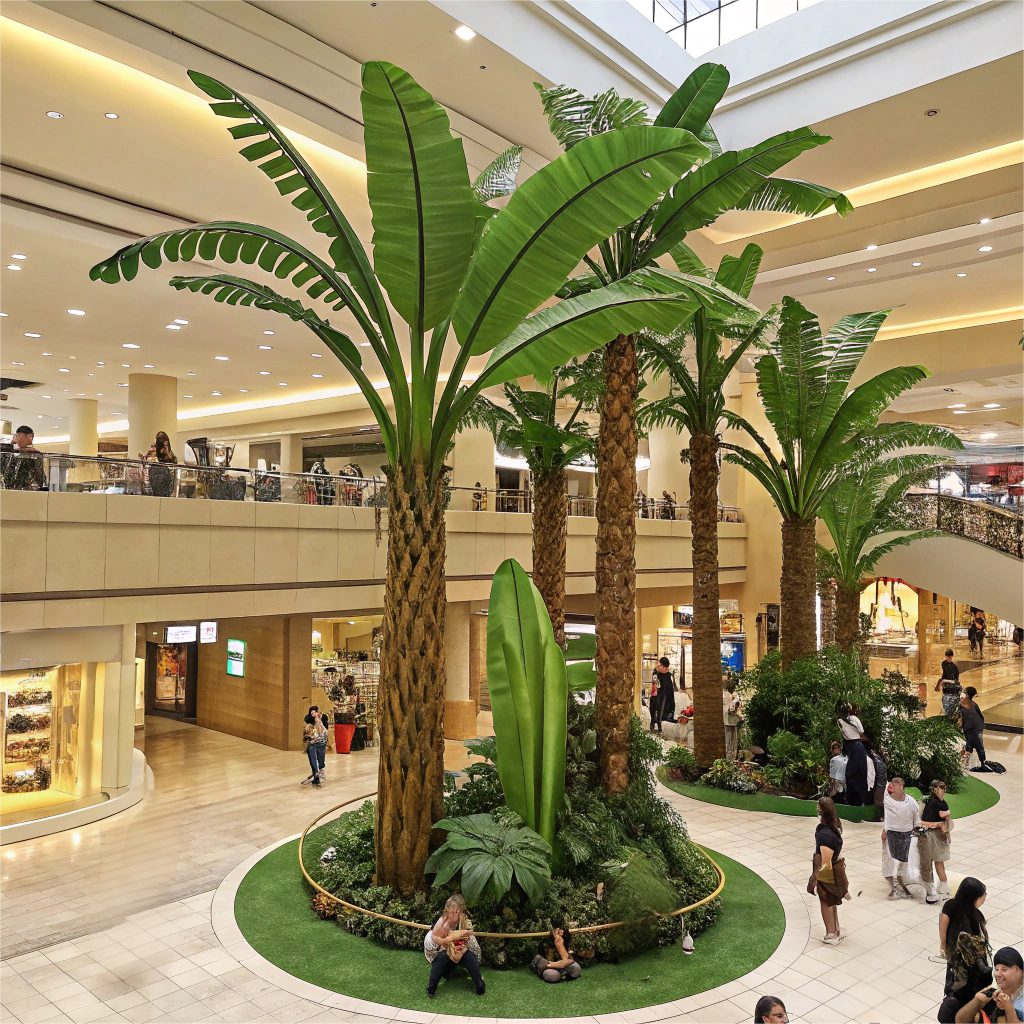 big indoor Artificial Plants in shopping mall