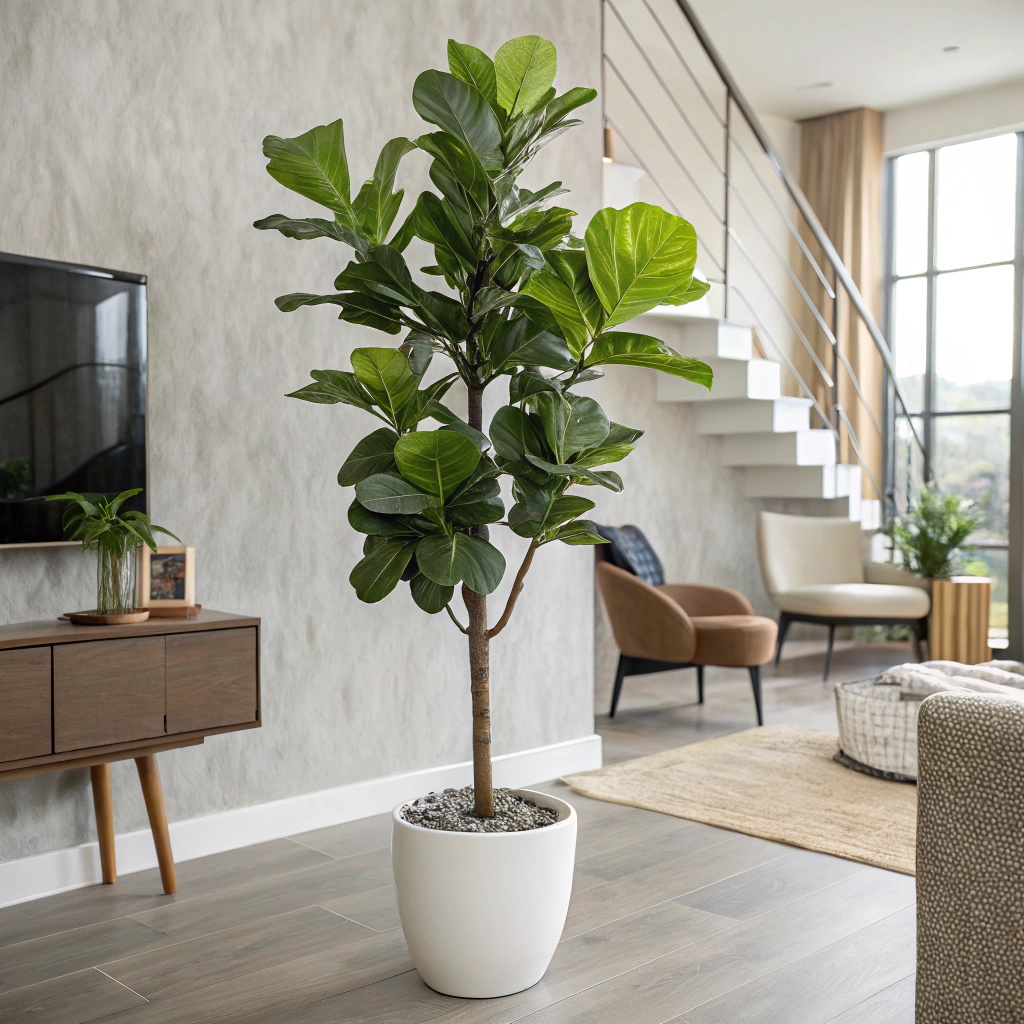 big indoor faux fiddle leaf fig tree