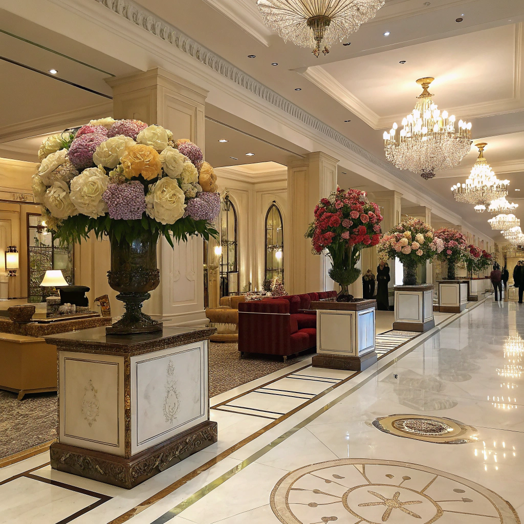 custom-designed Fake floral arrangements on reception desks custom-designed Fake floral arrangements on reception desks