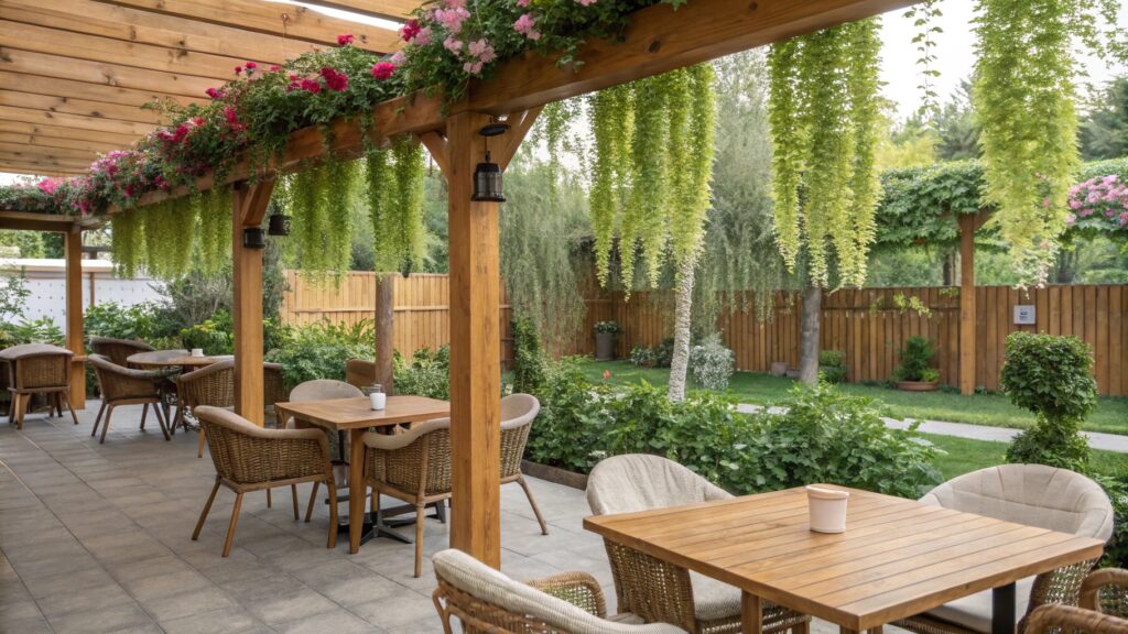 outdoor fake hanging plants for backyard