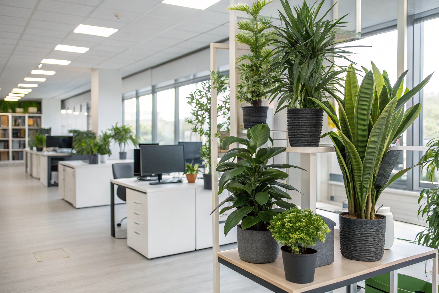 faux big plants in your office environment