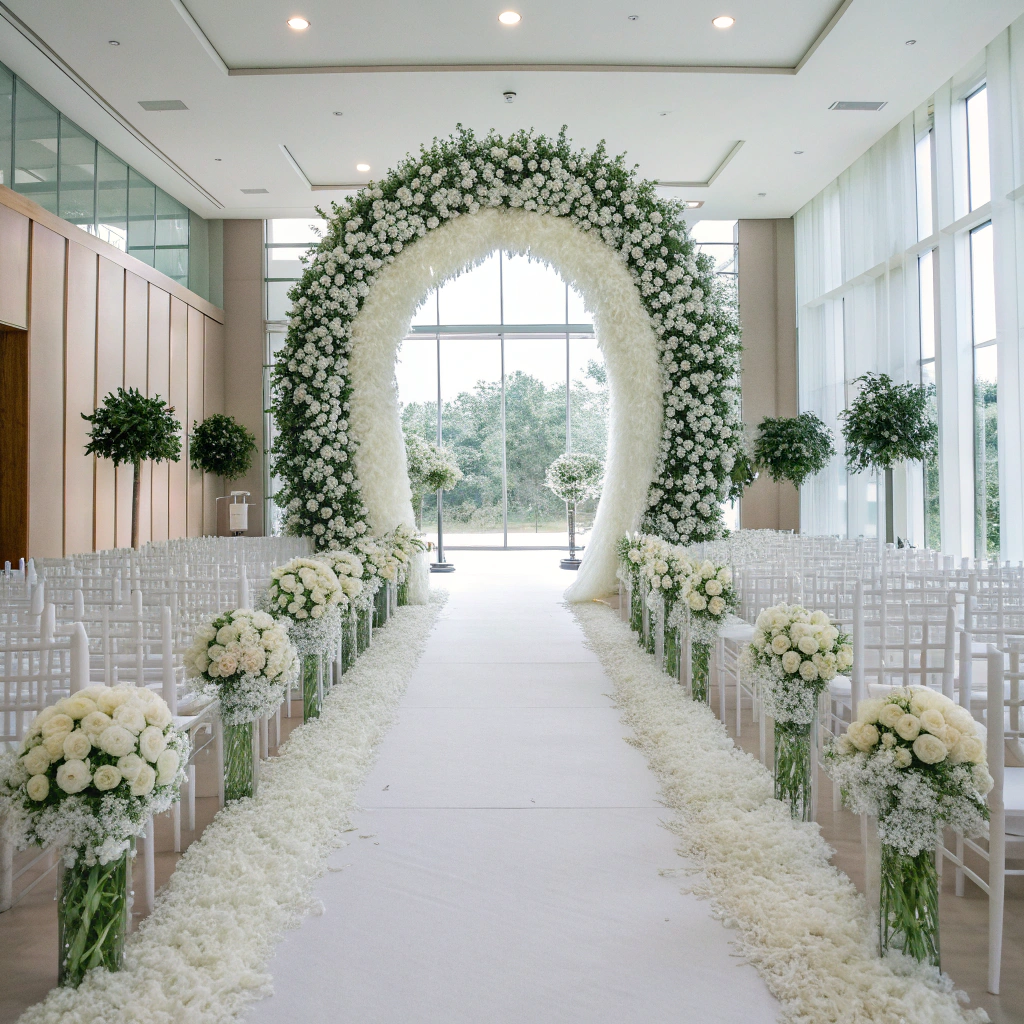 Aisle Decorations with Artificial Wedding flowers
