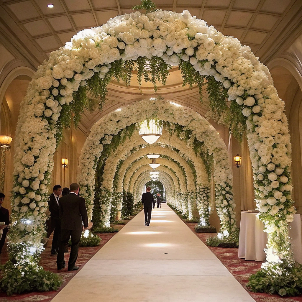 Grand Ballroom Centerpieces with Wedding flowers