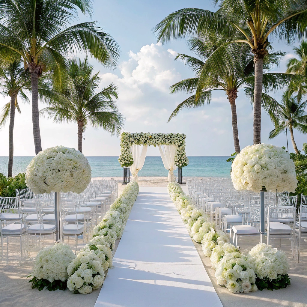 Tropical Elegance Ceremony with Fake Flowers