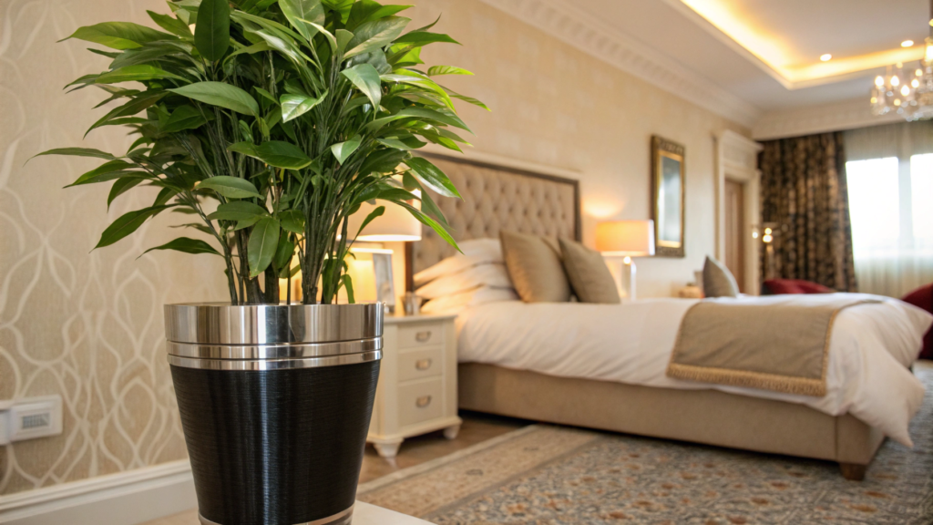artificial plants in bedroom
