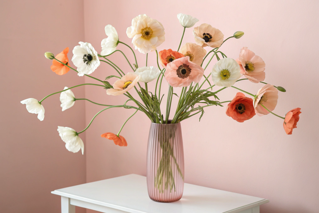 bouquet of faux poppies