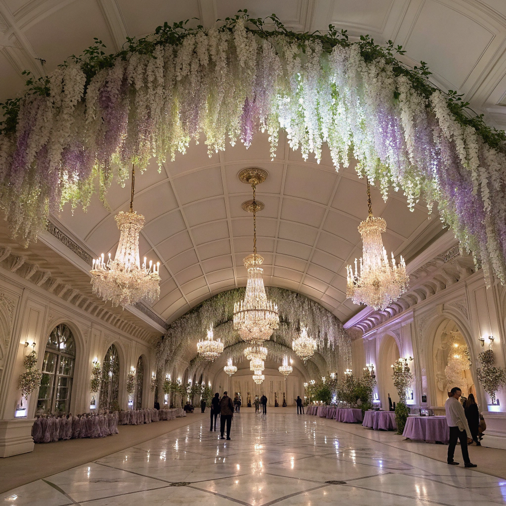 fake hanging wisteria wedding Flowers