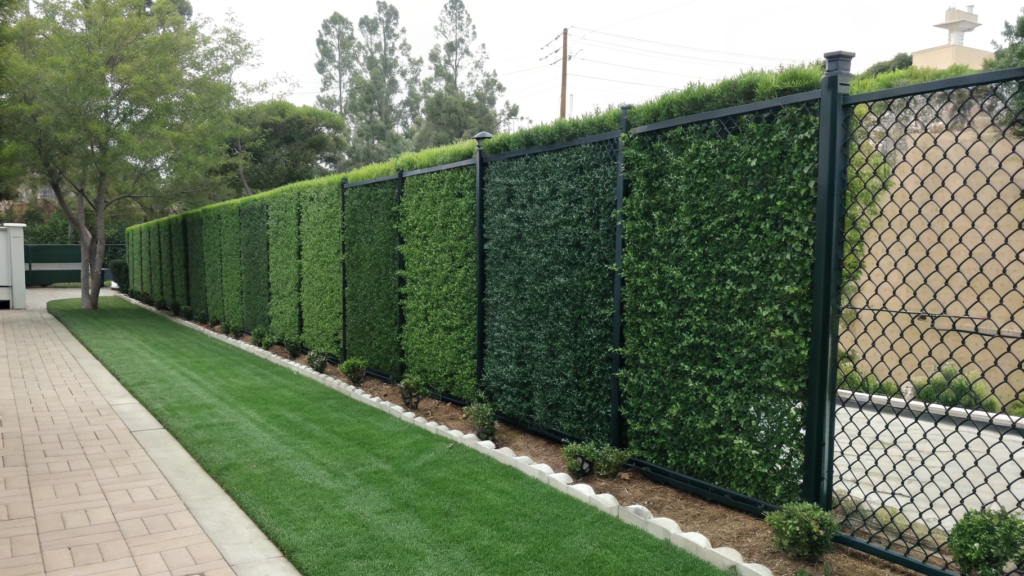 privacy Artificial green plants wall screen used on Existing fences