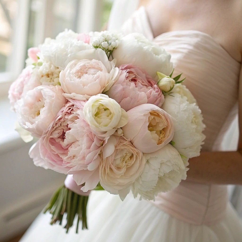 Artificial silk peony bouquet