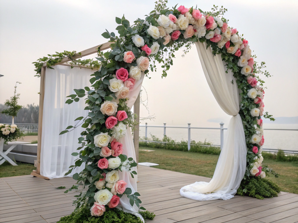 Arch wedding decorations with artificial flowers
