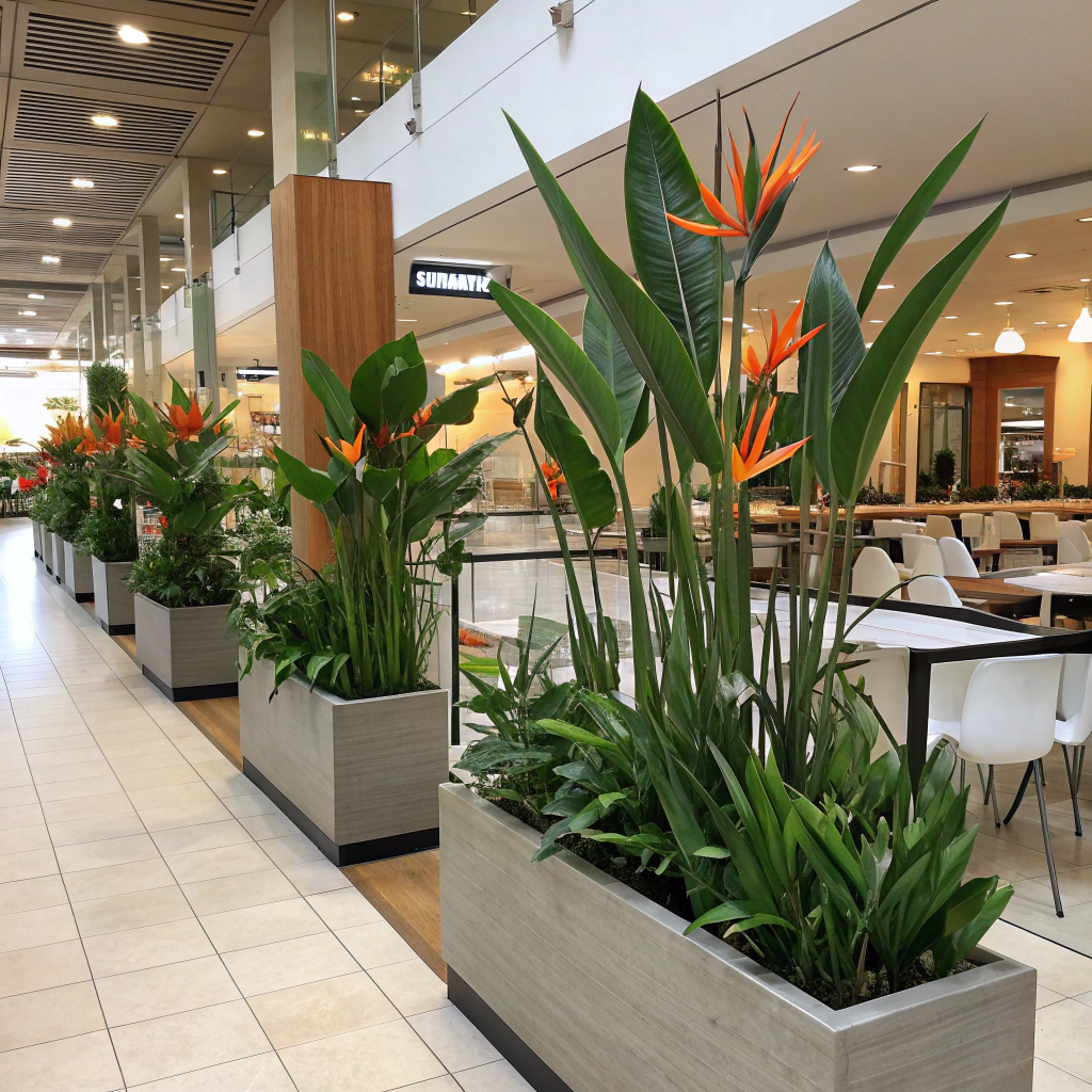 Artificial Bird of Paradise plants of Retail & Shopping Malls