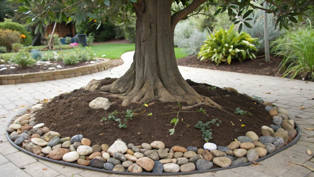 Cover and Blend the Base of the fake tree in ground