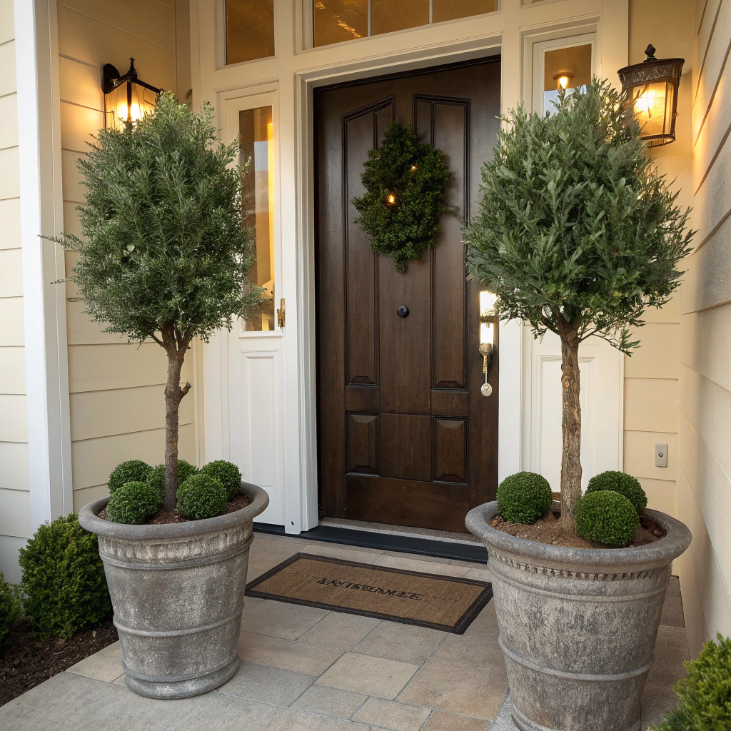 Entryways & Front Doors of fake potted plants indoor