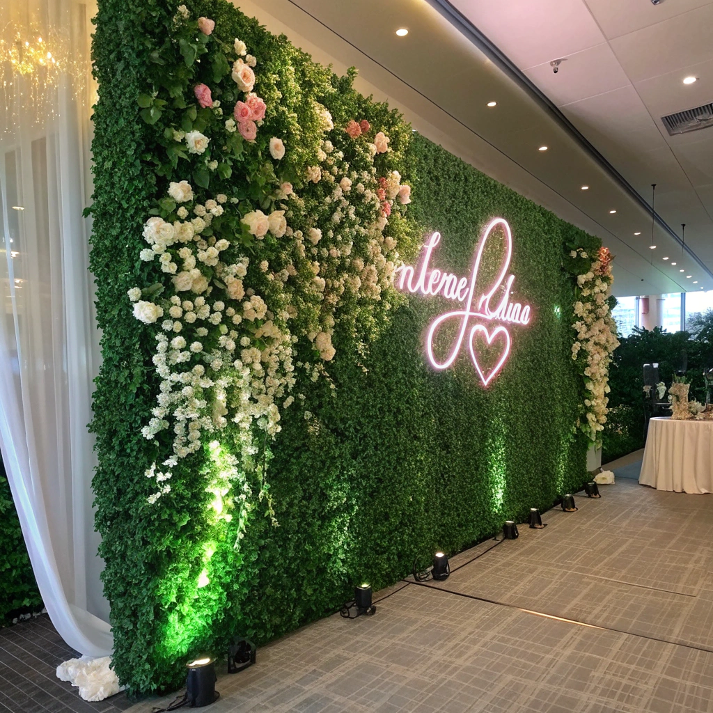 Event & Wedding Backdrops with artificial wall plants Event & Wedding Backdrops with artificial wall plants