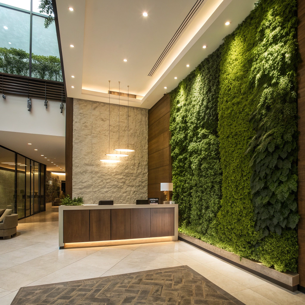 Luxury Hotel with fake wall plants Luxury Hotel with fake wall plants