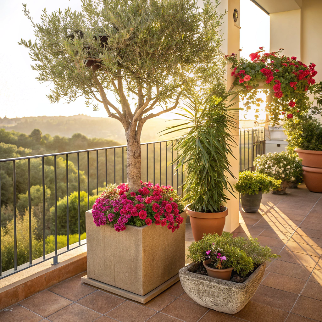 Outdoor Patio or Balcony With Artificial plants