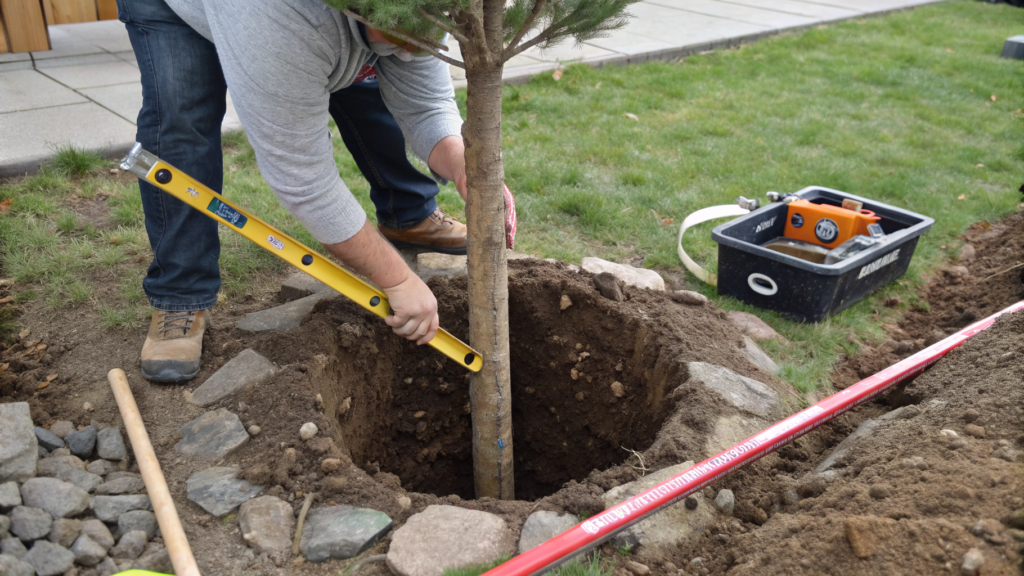 Position the fake Tree into the hole