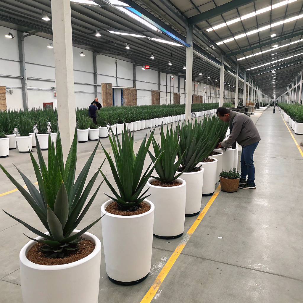 artificial agave plant in planters