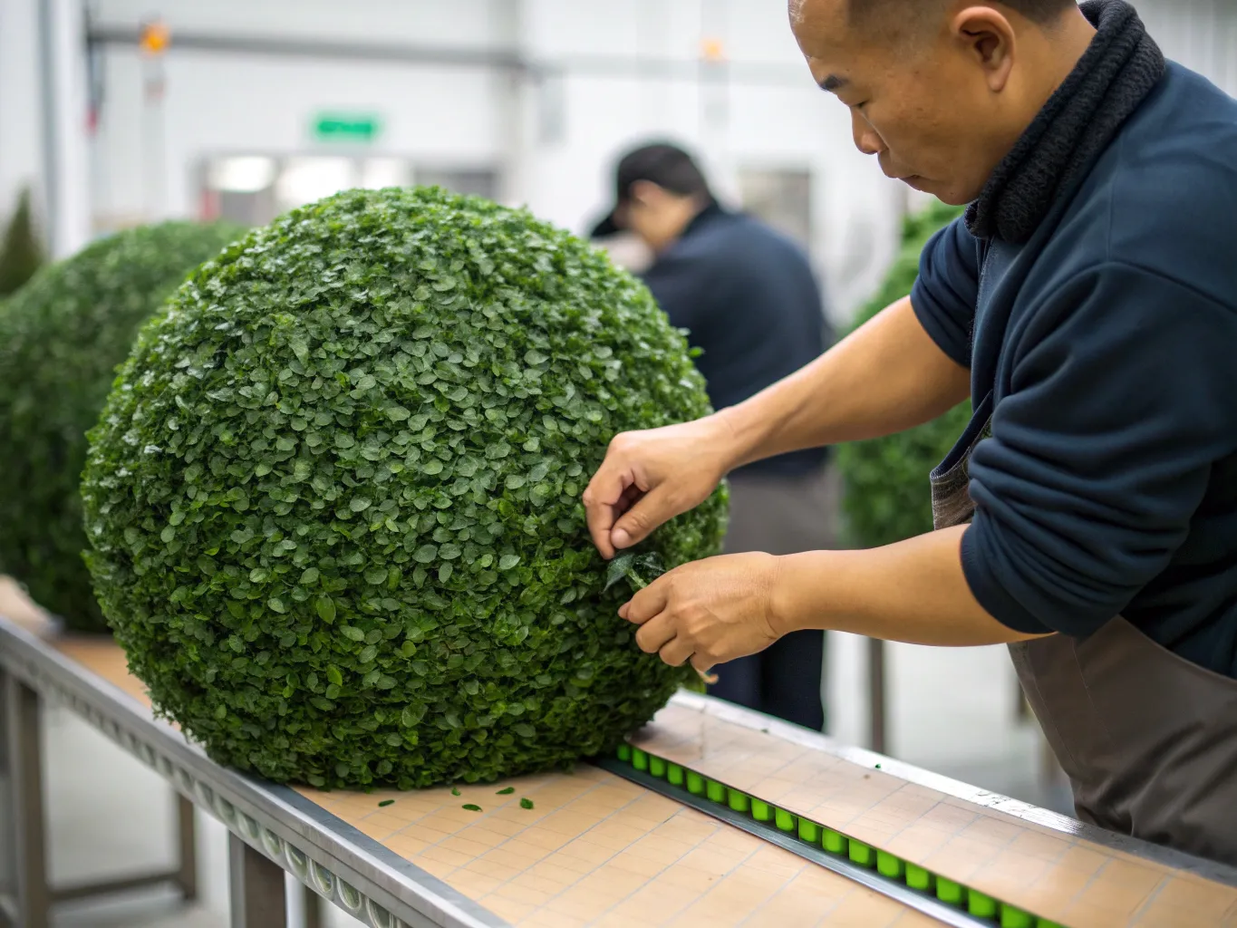 Meticulous_Foliage_Attachment_of_Fake_topiary_ball_Plants_manufacturing
