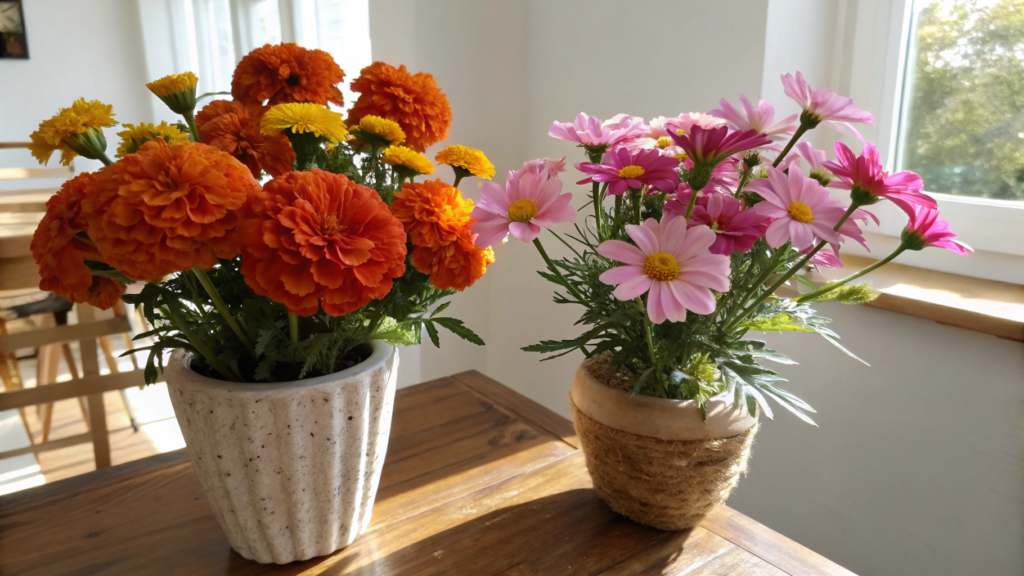 October Birth Flowers-artificial marigolds and cosmos