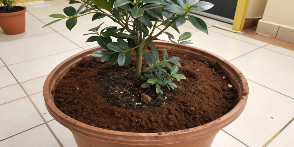 Securing_the_Faux_Soil_Permanently_for_the_fake_plant_in_pot