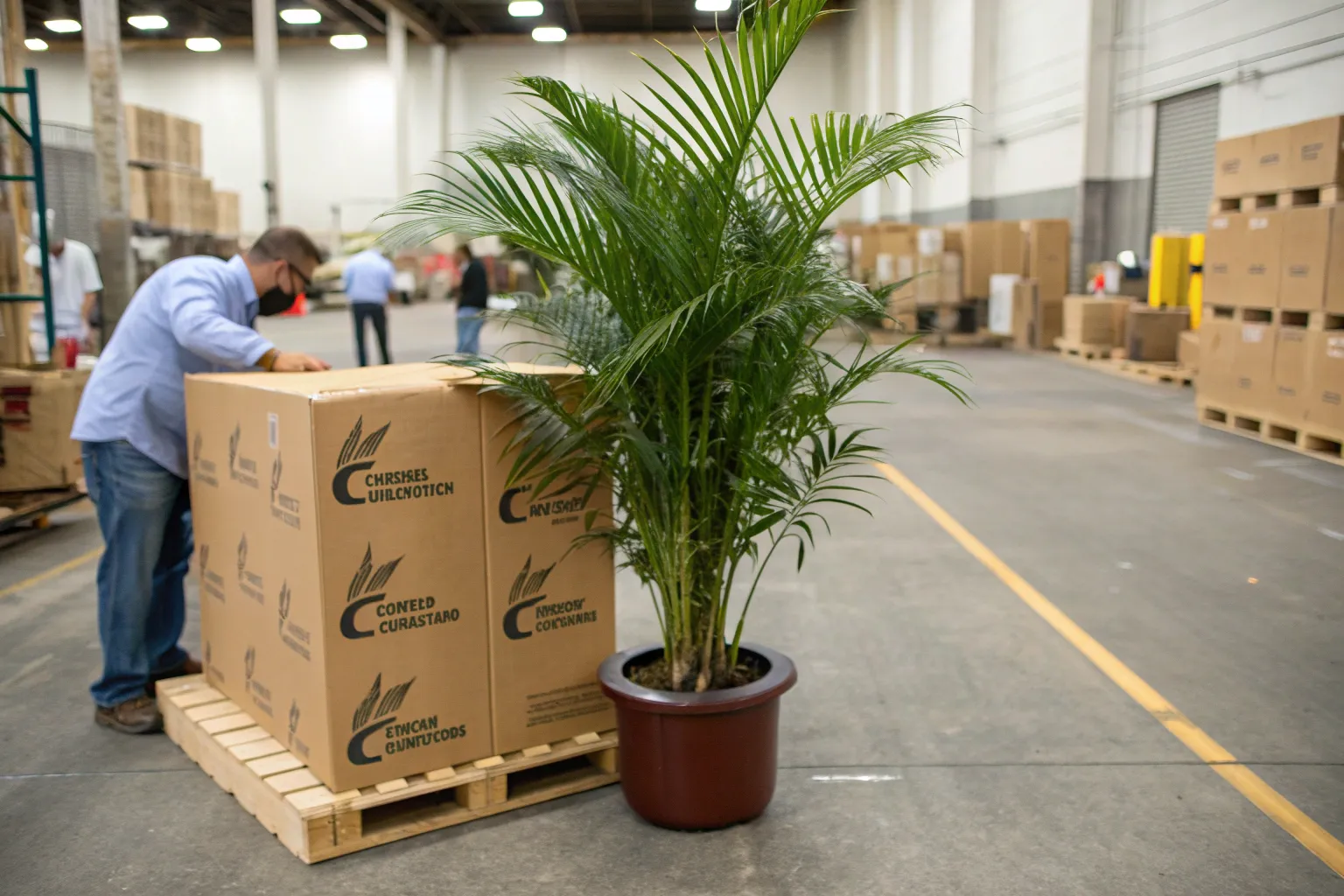 Secure Packaging of fake palm trees