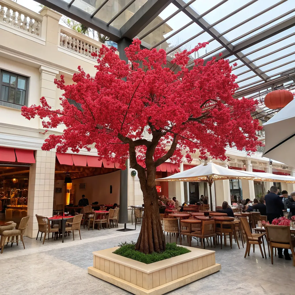 Artificial_Red_Cherry_Blossom_Tree_Restaurant_Entrance_Decoration