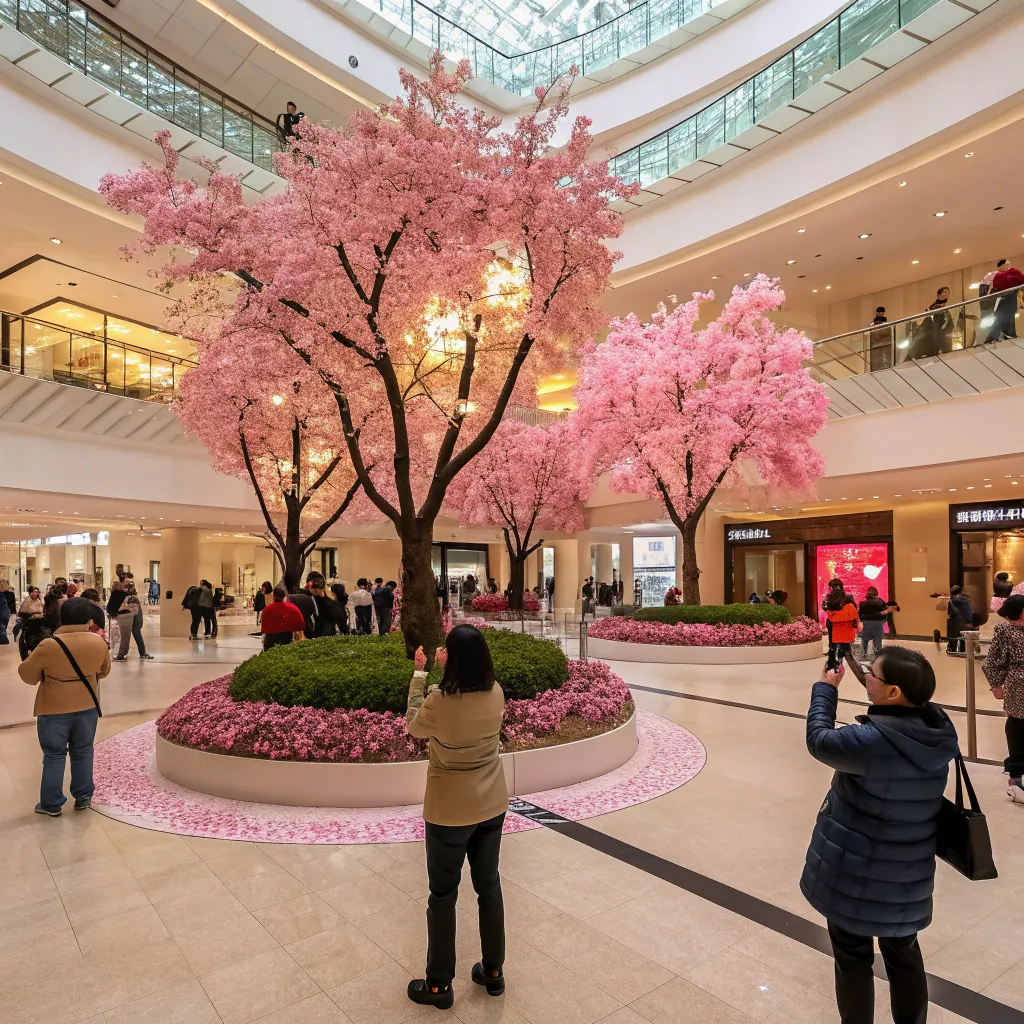 tall_pink_artificial_flowering_cherry_tree_for_mall_indoor_decor